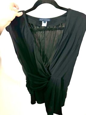 2 for $20 French Connection Black Twist-Front V-Neck Top